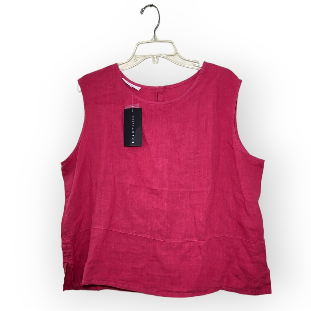 Bryn Walker Basic Linen Tank Top Pink XL